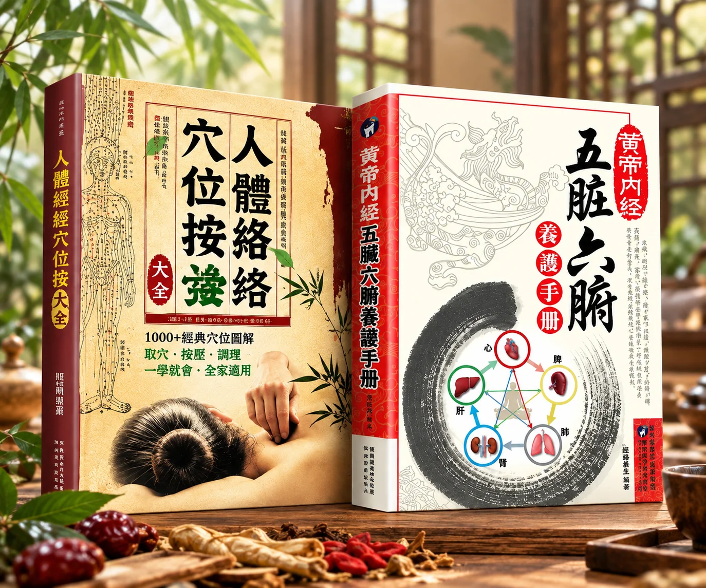 人體經絡穴位與五臟六腑養護兩本書主視覺圖